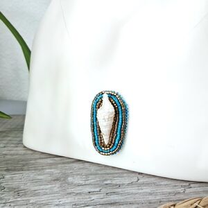 Floating Shell Beaded Pendant Necklace, 16"